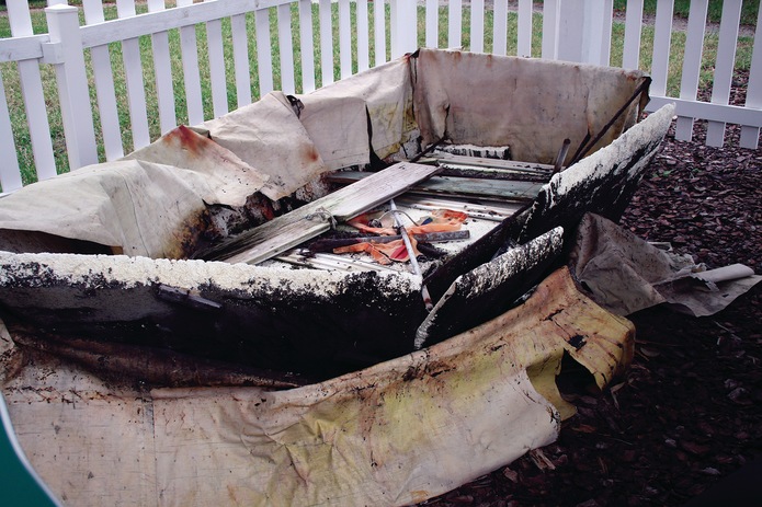 Canvas raft condition before restoration